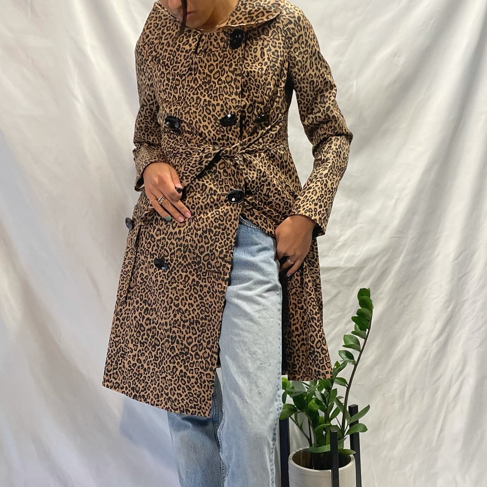 Cheetah print trench jacket, XS